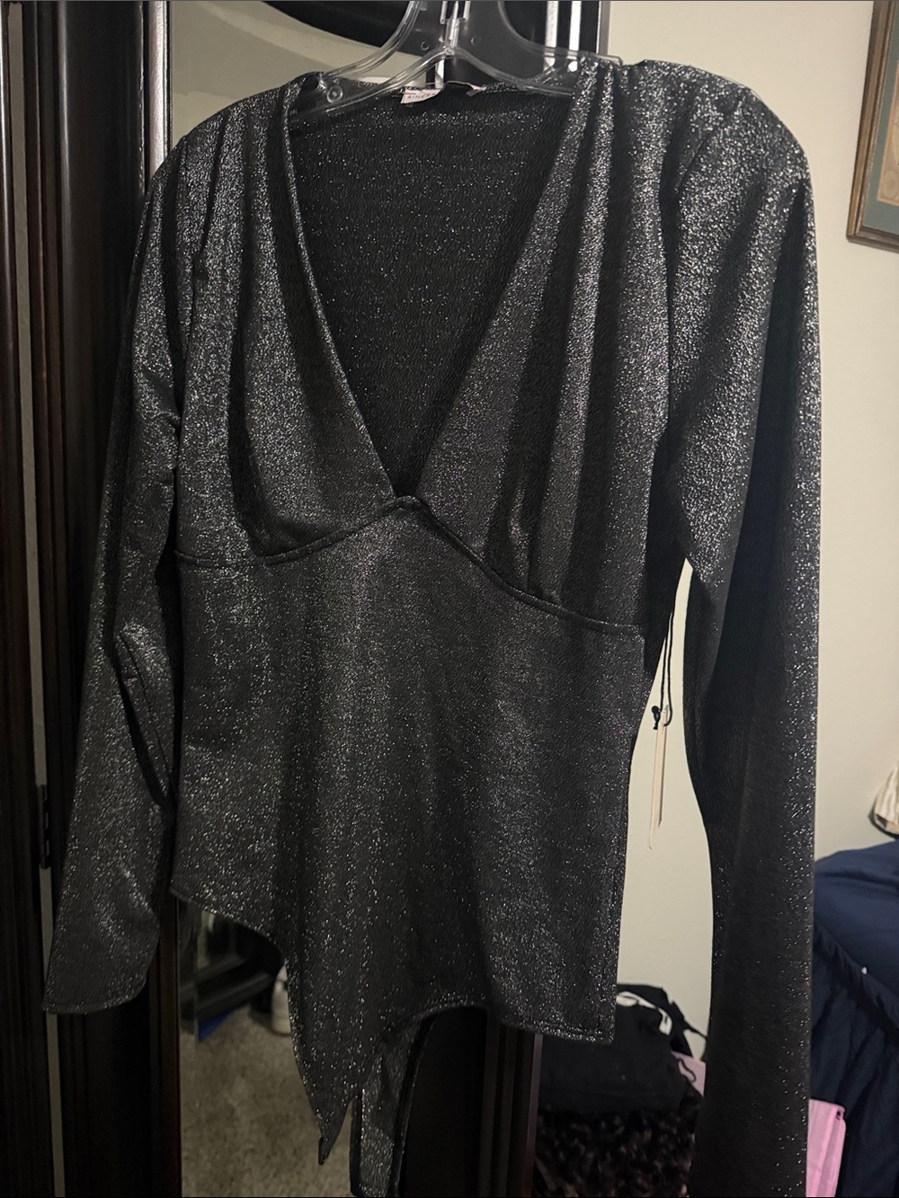 Sincerely Jules Sparkle Black V-Neck Long Sleeve Tunic
